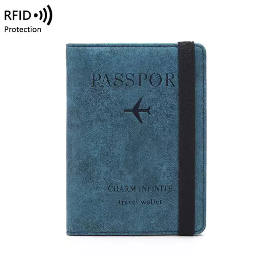 RFID Blocking Leather Passport ID Card Holder Pocket Travel Wallet Case Cover US