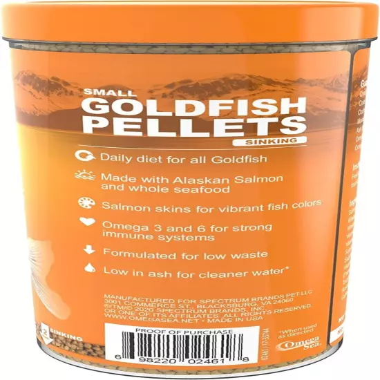 Omega One Goldfish Pellets, Sinking, 2mm Small Pellets, 8 oz