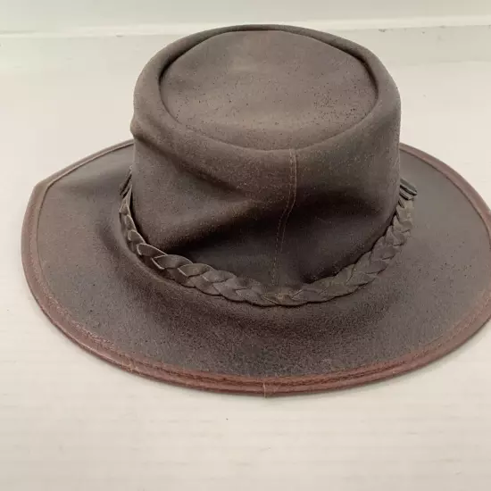 Overlander Outback Brown Leather Cowboy Hat Made in Australia Branded Men’s XL