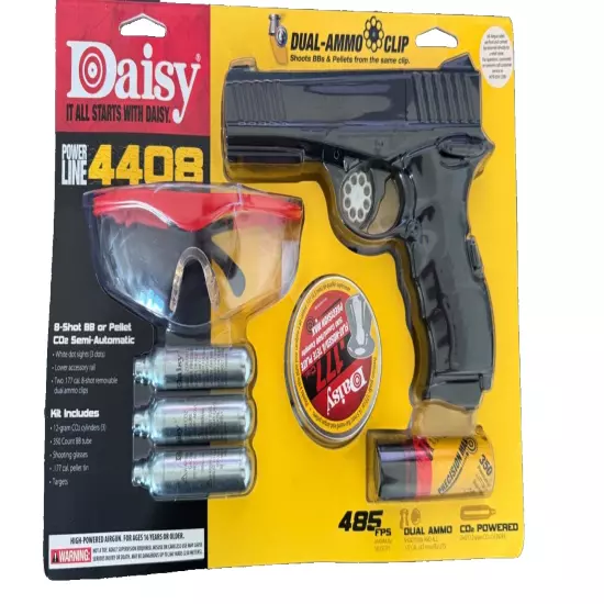 New Daisy Power Line 4408 CO2 Air Pistol Kit .177 Pellet or BB w/ Safety Glasses