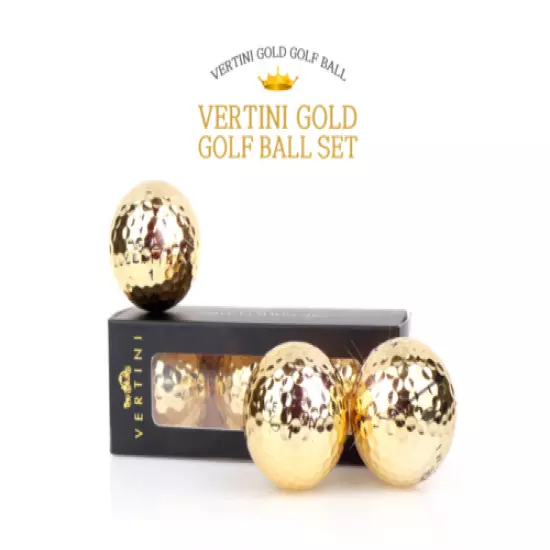 VERTINI Gold 24K PT. Golf Balls Set 3 PCS Rare Design Luxury Gift Ball Pen Free