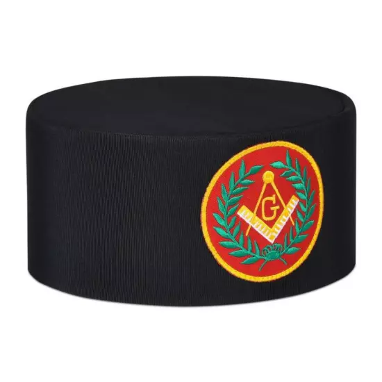 Master Mason Blue Lodge Crown Cap - Black With Red Emblem & Wreath