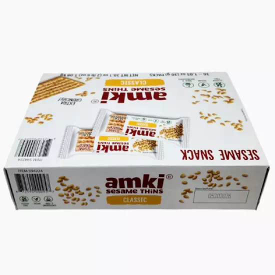 Amki Sesame Thins Classic, 36 x 1.05oz (30g) Packs-Free Shipping-Expiration 2026