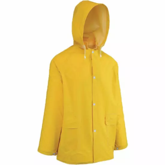 Bulk lot Yellow Heavy Duty PVC Rain Jacket with hood Pack of 30 Size M