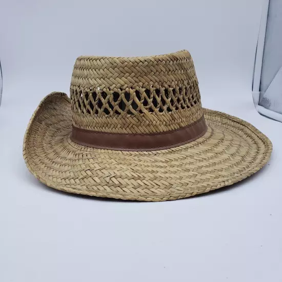 Summer Club Men’s Straw Hat Australian Styled. Size Large. Kangaroo Logo on band