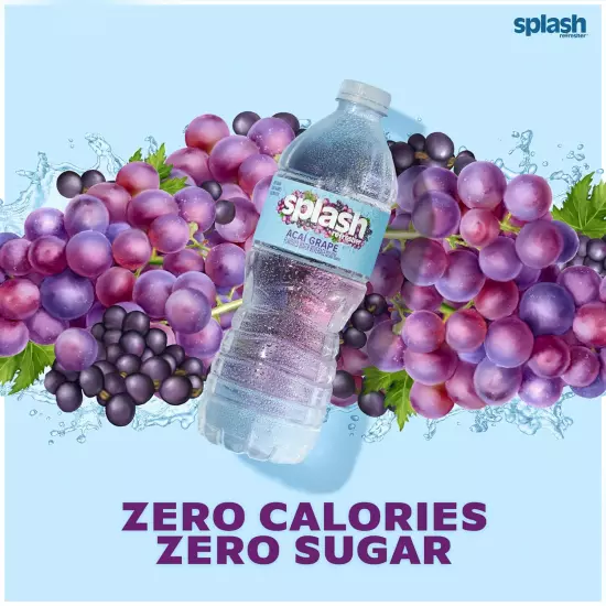 Splash Refresher Acai Grape Flavored Water, 16.9 Fl Oz, Pack of 12