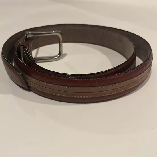 Tommy Bahama mens 2 tone brown belt genuine top grain leather 44