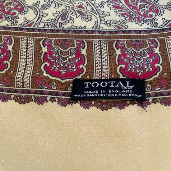 Tootal Vintage Made in England men women yellow beige paisley opera scarf