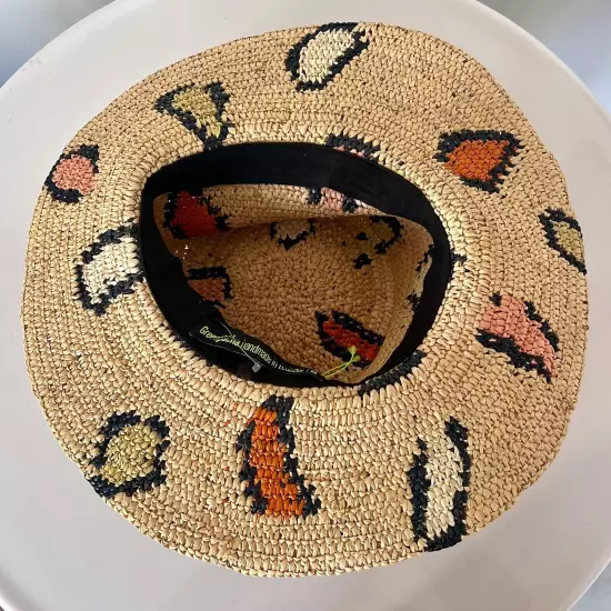 Greenpacha Free People Handmade In Ecuador $270 Grace Bag Sun Hat Leopard