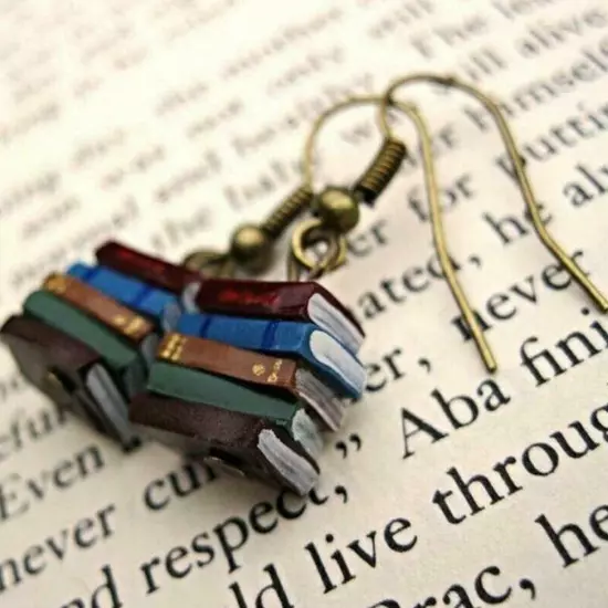 Books Earrings Women Multicolor Book Pendant Earrings Xmas --.US G3J5