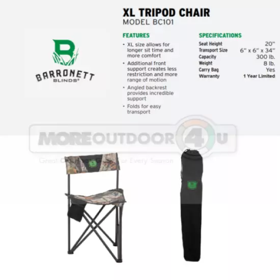 BC101 Barronett Hub Ground Blinds BIG TRIPOD XL CHAIR Napping Buck Hunter Seat