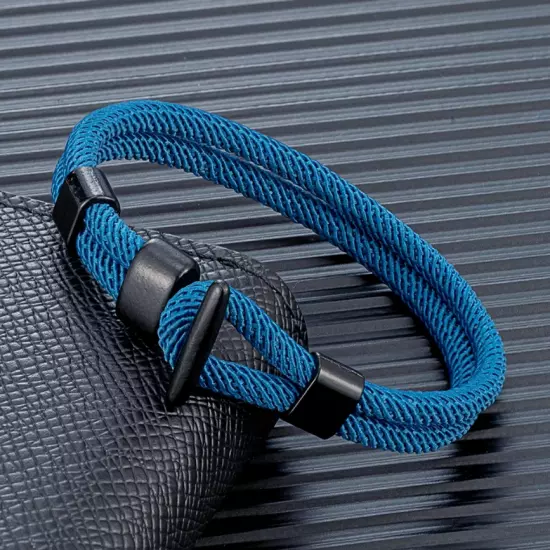 Pulsera de cuerda Náutica de doble capa para hombre accesorios de supervivencia