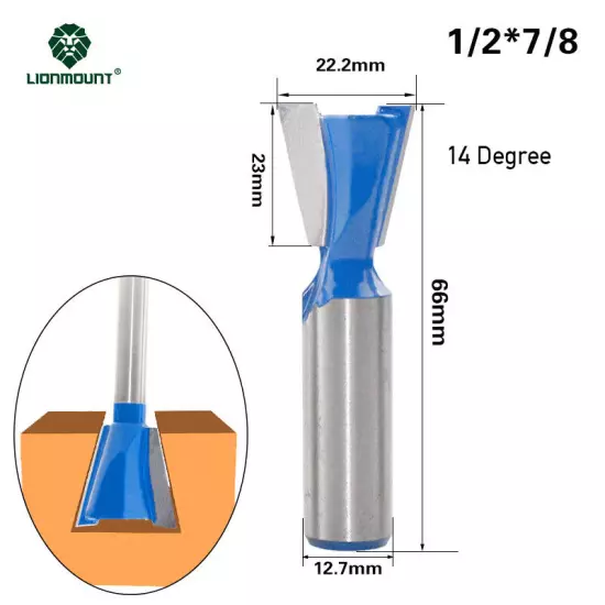 1/4" 12mm 1/2" Shank Dovetail Router Bit Set 1PC/6PCS 8 Degree 14 Degree