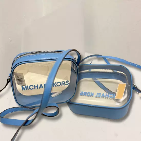 Michael Kors Jet Set Travel Women Medium Clear Vinyl Oval Camera Crossbody Bag