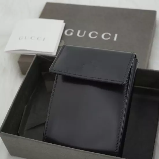 Gucci Key Case 6 Rings Black Leather W/Box F/S From JAPAN