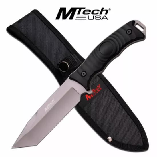 Mtech FIXED-BLADE TACTICAL KNIFE Black Tanto Full Tang Combat Blade Survival