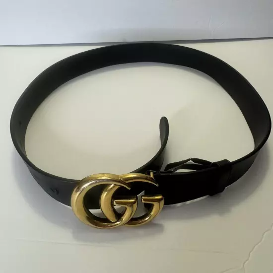 GUCCI Authentic Women’s Leather Belt Interlocking GG Black 38” Preowned 80.32