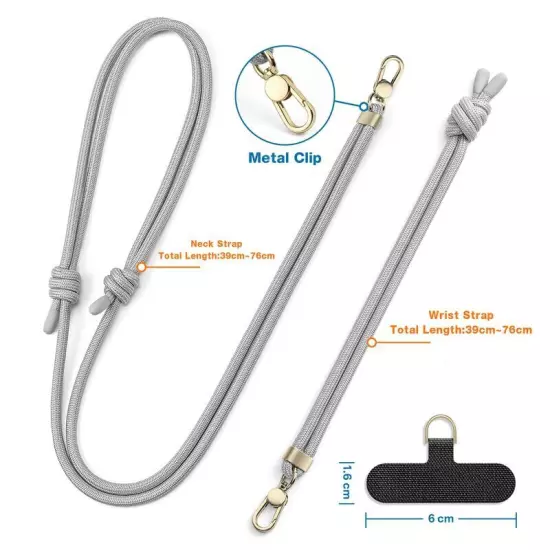 Rope Phone Strap SetUniversal Phone Lanyard with Wrist StrapAdjustable Crossb...