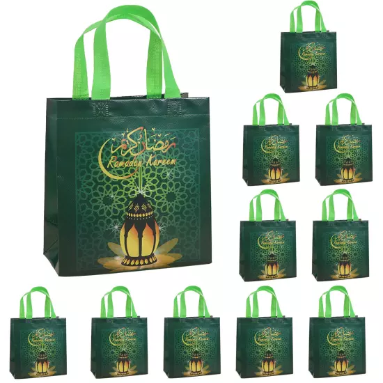 Eid Mubarak Bags 12pcs Storage Non-Woven Handled Seasonal Party Gift Tote Bags 