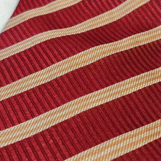 Valentino Mens 100% Silk Neck Tie Striped Red Tan Pattern Designer Tie Cravatte