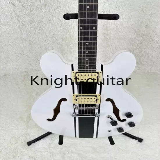 ES-335 Semi Hollow White Electric Guitar Maple Neck Black Fretboard Maple Body