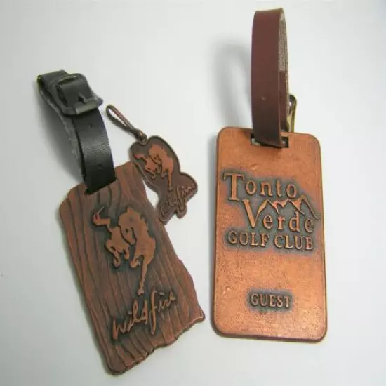 Three (3) Vintage Golf Bag Tags Tonto Verde Wildfire Golf Club