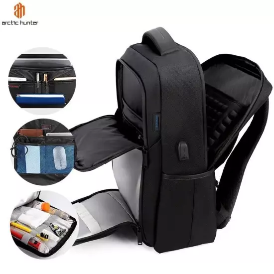 ARCTIC HUNTER Waterproof USB Charge Men Laptop Backpack Business school bag