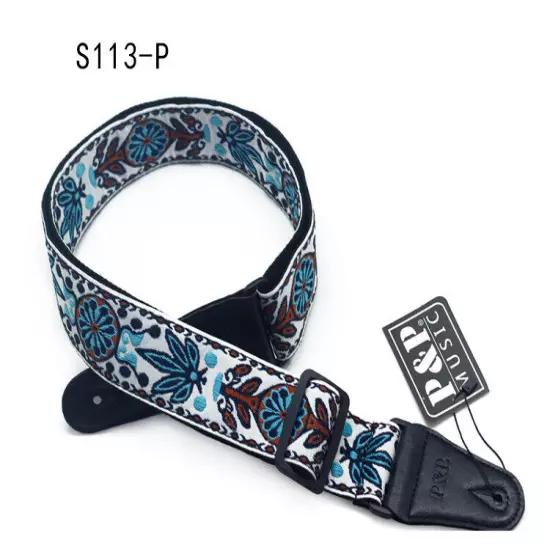 Embroidery Bohemian Cotton Electric Acoustic Guitar Belt Adjustable Soft Strap 