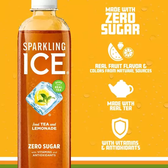 Sparkling Ice Tea + Lemonade Sparkling Water Zero Sugar Flavored Water with V...