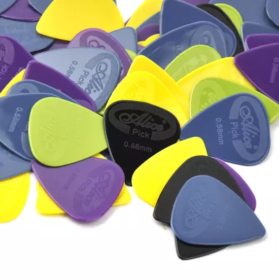 Lots of 100pcs Alice AP-G Projecting Nylon Guitar Picks Anti-Slip Mixed Colors