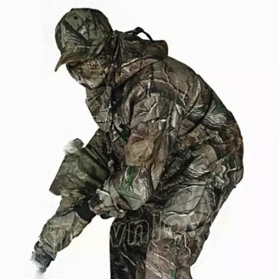 Mens New Bionic Camouflage Hunting Clothes Leaf Waterproof Jacket + Pants Suits