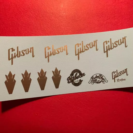 Crown and Gib Headstock Waterslide Decals Gold Metallic w/Custom shops Gib sheet