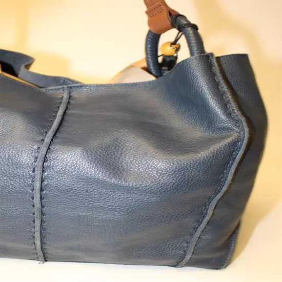 The Sak Los Feliz Large Tote Bag NWD Indigo Blue Unlined Leather Shoulder Purse