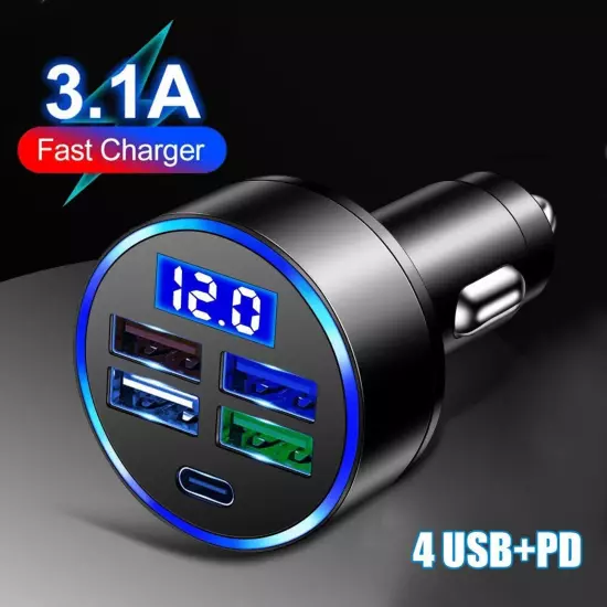 30W 4 USB Port Super Fast Car Charger Adapter for IPhone IPhone 14 13 12 Samsung