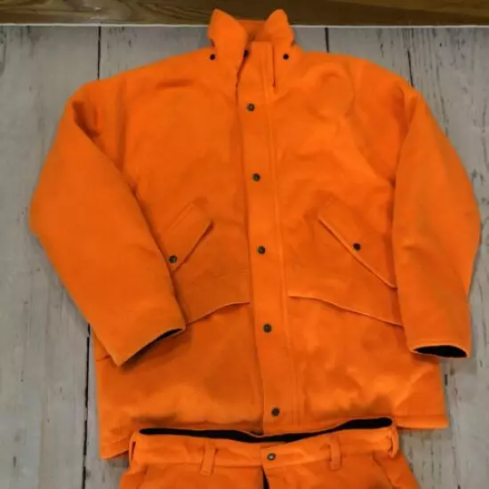 Cabelas WhiteTail Fleece Hunting Orange Lined Jacket And Bottoms L Read Descrip