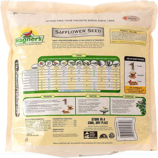 57075 Safflower Seed Wild Bird Food, 5 Pound (Pack of 1)