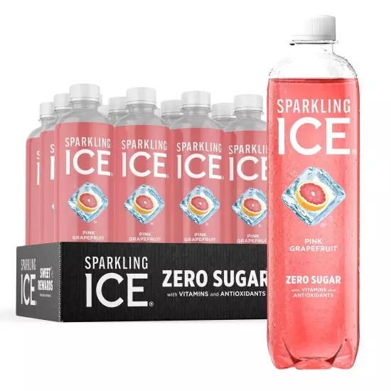 Sparkling Ice Pink Grapefruit Sparkling Water Zero Sugar Flavored Water with ...