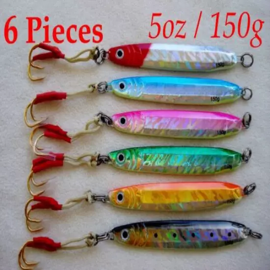 Set of 6 Knife Vertical Butterfly Fishing Jig 100g 150g 200g 250g SELECT WEIGHT