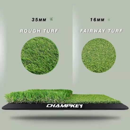 CHAMPKEY Dual-Turf Golf Hitting Mat | Come with 9 Golf Tees & 1 Rubber Tee