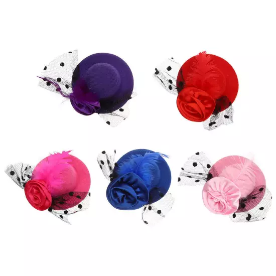 6PCS Mini Tea Party Hats DIY Colorful Hair Accessories Doll Dress up Tops Hats