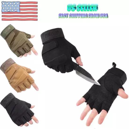 Tactical Fingerless Gloves Military Combat Shooting Half Finger Gloves for Mens