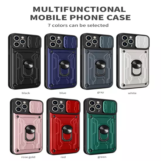 For iPhone 16 15 14 13 Plus|Pro|Pro Max Sliding Camera Protect Ring Phone Case