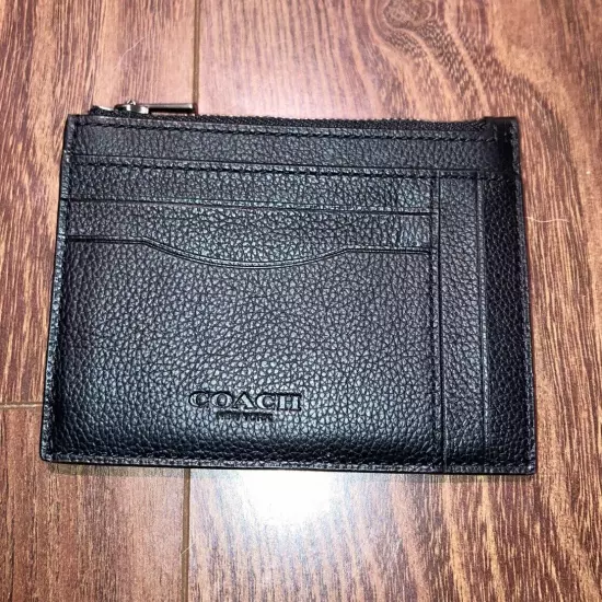 Coach Zip Card Case/Wallet in Refine Pebble Leather Black - New & Never Used