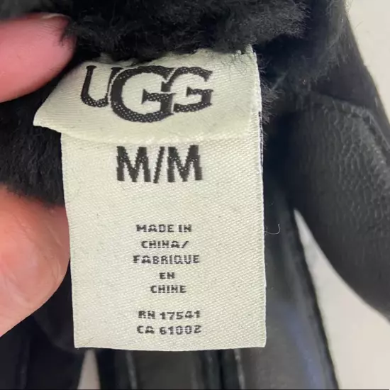 NEW Ugg Contrast Sheepskin Tech Glove Black Mens Size Medium Leather Sherpa Fur