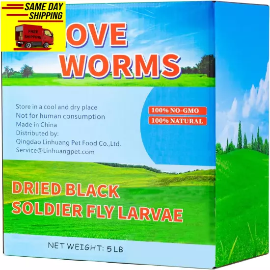 Dried Black Soldier Fly Larvae (5Lb), 100% Natural Non-Gmo, Treat for Chickens, 