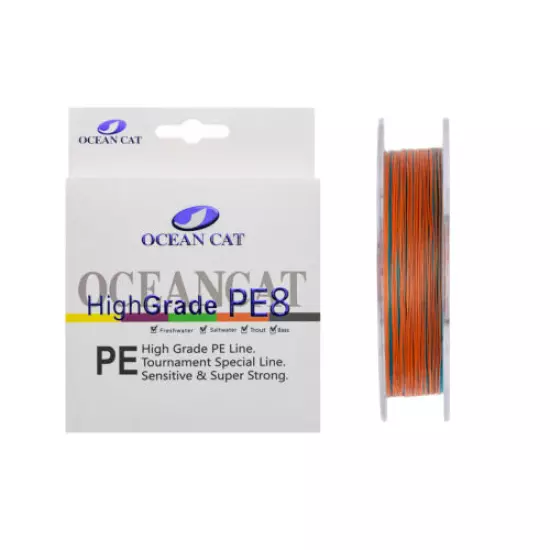 OCEAN CAT 8 Strands Braided Fishing Line Zero Stretch Super Power PE Leader Line