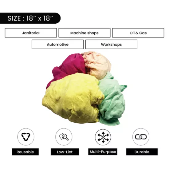 New Color Knit T-Shirt Rags for Multipurpose Cleaning - 5 lbs. Compressed Box