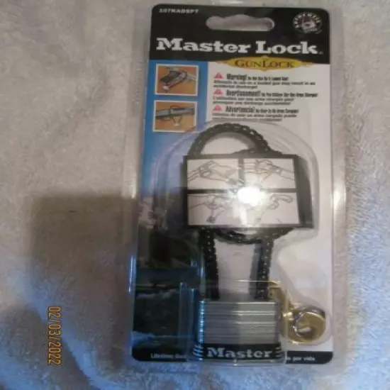 NEW Master Lock Gun Lock 107KADSPT Steel Padlock with Keys Braided Steel Cable