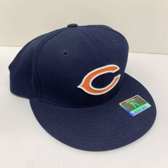 Chicago Bears Wool Hat Men's Size 7 3/4 Reebok Fitted Blue NFL Team Apparel Cap