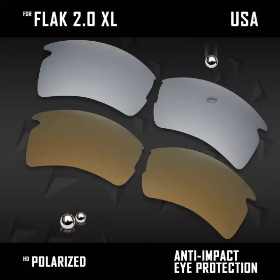 Anti Scratch Polarized Replacement Lenses for-Oakley Flak 2.0 XL OO9188 Options